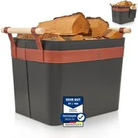 OAKAGE Kaminholzkorb Holzkorb für Kaminholz Groß aus veganem Leder Feuerholzkorb Kaminkorb
