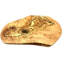 Olivenholz-erleben Schneidebrett Naturschnitt aus hochwertigem naturbelassenem Olivenholz, Massivholz, (1-St), Einzigartige Maserung, rustikale Kante, organische Form, L ca. 40-44cm