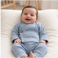 suebidou Langarmshirt & Hose Zweiteiliges Musselin-Set „Wolke“ Premium 100 % Baumwolle (Set besteht aus Jäckchen und Hose) nachhaltig, kreativ