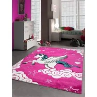 Carpetia Kinderteppich Kinderteppich Spielteppich Kinderzimmer Mädchen Teppich Einhorn Pink, rechteckig, Höhe: 13 mm
