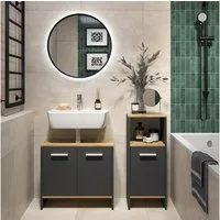 Vicco Badmöbel-Set Karli, Anthrazit/Goldkraft Eiche, 2 Teile, (2-St., 2er Set)