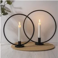 habeig Kerzenhalter 2er Set Kerzenhalter-Ring schwarz