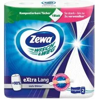 ZEWA Papierküchenrolle Wisch&Weg Original eXtra Lang (2-St), 2-lagig, weiß, 86 Blatt/Rolle
