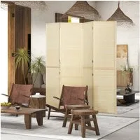 HOMCOM Paravent 180 x 180 cm Trennwand aus Bambus (Set, 1 St., Raumtrenner), für Wohnzimmer Schlafzimmer Natur