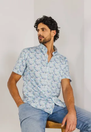 State of Art - Shirt SS Print Satin white - Gr. - S