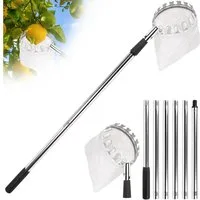 OSTWOLKE Obstpflücker Apfelpflücker mit Teleskopstiel bis 2,4M Obstsammler Pflückhilfe, 240 cm max. Stiellänge, für Kirschen, Birnen, Citrus, Orange