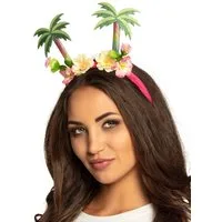 Boland Hawaii-Kostüm Palm Beach Haarreif, Witziger Südsee-Kopfschmuck mit Palmen und Blüten