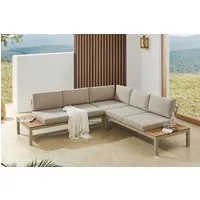 riess-ambiente Sitzgruppe MIAMI LOUNGE 240cm champagner/greige - WPC, Aluminium, wetterfest, (Einzelartikel, 1-tlg), Outdoor Lounge inkl. Kissen - ideal für Balkon, Terrasse oder Garten