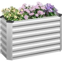 Woltu Hochbeet, Pflanzkübel, für Garten Balkon, aus robustem Stahlblech, Silber