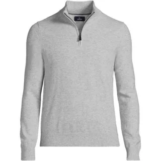 Kaschmir-Pullover mit Reißverschluss, Herren,  Grau, Kaschmir, by Lands' End
