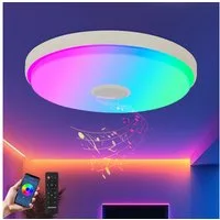 JDONG Deckenleuchte Dimmbar mit Bluetooth Lautsprecher 30/40/50/60CM, Deckenlamp mit Fernbedienung 3000-6500k RGB Farbwechsel, APP-Steuerung Musikwiedergabe für Schlafzimmer Kinderzimmer