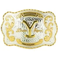 Stars & Stripes Gürtelschnalle GS 611 Yellowstone Dutton Ranch im Western-Stil mit goldfarbener Verzierung