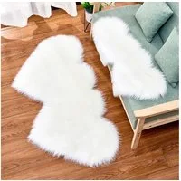 BTTO TEPP Hochflor-Teppich Hochflor Fellteppich,Herz Teppich,Weicher Flauschiger Teppich, Doppelherz 60*120cm, für Stuhl Sofa Wohnzimmer Schlafzimmer
