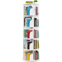 TUWENA Bücherregal Drehbares Bücherregal, 360° Holz-Eck Lagerregal, Aufbewahrungsregal, 2/3/4/5 Etagen Bücherorganisator für Wohnzimmer, Büro, Kinderzimmer