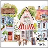 Ambiente Luxury Paper Products Papierserviette, Servietten Papier 33x33cm 3-lag. mit Café & Stadtmotiv 20 Stück
