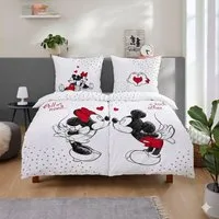 Familando Partnerbettwäsche Mickey & Minnie Mouse 4-teilig 135x200 80x80 cm aus 100% Baumwolle, Renforcé, 4 teilig, mit Liebesspruch über zwei Seiten