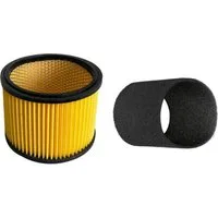 Trade-Shop Filter-Set 2in1 passend für Einhell AS 1100/1100 Inox AS 1400, 1115, 1215S, 1250, Zubehör für Einhell 23.511.10 - Ersatzteil für Staubsauger, Set bestehend aus: 1x Lamellenfilter - 1x Schaumfilter