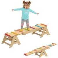 AIYAPLAY Wippe Kinderwippe (Holzwippe und Schwebebalken, 1-tlg., 2 in 1 Kinder Gartenwippe) für 2-4 Jahre, Mehrfarbig 133 x 38 x 24 cm