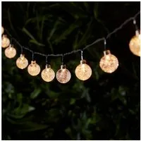 Lights4fun LED-Lichterkette 40er LED Solar Lichterkette Bubble Ball warmweiß