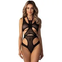 Obsessive Stringbody Mercuris transparenter Body - schwarz (1-tlg) offenes Rückendesign mit seitlichen Cut-outs