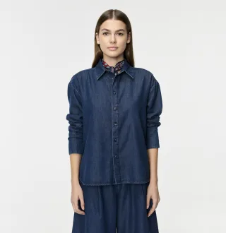 MAC - MAC JEANS - OVER SHIRT, Fluid tencel blau - Gr. - L/OL