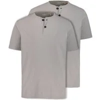 JP1880 T-Shirt Henleys Basic 2er-Pack Rundhals Knopfleiste (2-tlg)