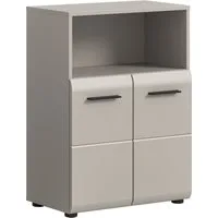 welltime Midischrank FLORENZ, Breite 60 cm, 2 Türen, 1 Fachboden, 1 offene Fach (1-St., TOPSELLER) hochwertige MDF Front, Griff schwarz, Badschrank, Bad