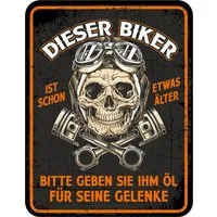RAHMENLOS® Metallschild für ältere Motorradfahrer: Dieser Biker ist schon etwas älter