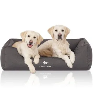 Knuffelwuff Orthopädisches Wasserabweisendes Hundebett Leon aus Velours mit Handwebcharakter anthrazit XXL