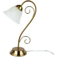 Licht-Erlebnisse Nachttischlampe ATHEN, ohne Leuchtmittel, Tischlampe Weiß Messing E14 43 cm Glas Metall Leselampe