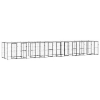 VidaXL Outdoor-Hundezwinger Stahl mit Dach schwarz 12,1 m, 2,2 m, 1,8 m
