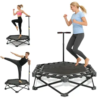 [EU Direct] Bominfit BC02 42 Inch Fitness Trampoline for Adults & Kids, Foldable Rebounder with Silent Bungee System, 10