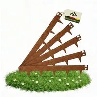 NovaTerra Rasenkante Rasenkante mit Spikes Cortenstahl mit Stecksystem, Outdoor, Steckbares Set, Rostoptik, Rasenkante für Beete, Rasen und Wege