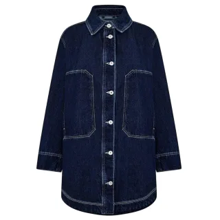 Hugo - Jeansjacke für Damen, Lang geschnitten (Marine Ausgeblichen)
