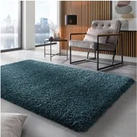 TaraCarpet Langflor-Teppich Ragolle Twilight, rechteckig, Höhe: 60 mm, Shaggy Hochflorteppich petrol Wohnzimmer Schlafzimmer 065x130