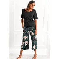 s.Oliver Capri-Pyjama (Set, 2 tlg) mit geblümter 3/4-Culotte