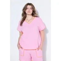 Studio Untold Druckbluse Blusenshirt oversized Musselin Color-Einfassungen