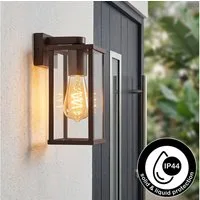 hofstein Außen-Wandleuchte Außenwandlampe aus Metall/Glas in Rost/Braun/Klar mit Lichteffekt, ohne Leuchtmittel, Wandleuchte außen aufwärts im modernen Retro/Vintage-Design, E27, IP44