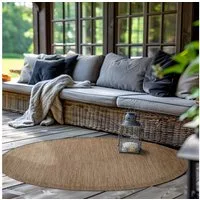 SIMPEX24 Outdoorteppich Unicolor, Rund, Höhe: 3 mm, Teppich Wetterfest Waschbar Balkon, Garten, Terrasse und Küchenteppich