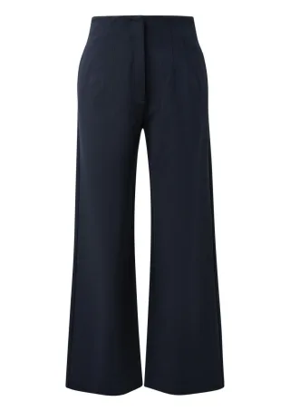 s.Oliver BLACK LABEL - Elastische Stoffhose im Comfort Fit mit weitem Bein blau - Gr. - 46