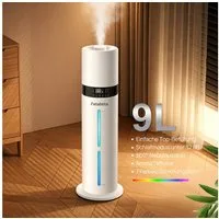 FATABETA Luftbefeuchter 9L Ultraschall Top-Fill Raumbefeuchter, mit Aroma-Diffusor, 9 l Wassertank, Bis 50m², Schlafmodus 32dB, Nachtlicht, Speicher, Timer, Fernbedienung