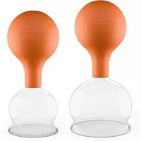 pulox Vakuum-Massager Schröpfgläser Set aus Echtglas 2 Stück 5,2cm und 6,2cm Braun