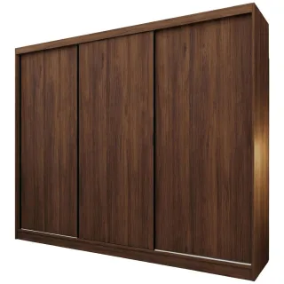 Beautysofa Schwebetürenschrank, Walnuss, Holzwerkstoff, 4 Schubladen, 240x216x61 cm, Schlafzimmer, Kleiderschränke, Schwebetürenschränke