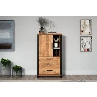 Home affaire Highboard Elda (1 St), Vitrine mit 1 Tür & 3 Schubladen mit Vollauszug – (B/T/H) 87/45/155 cm