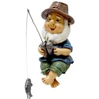 FOUORTUNATE-BEE Gartenzwerg Gartenzwerg Angler Figur Deko Harz Gartenfigur Blumentopf, Zwerg Figur für Garten Balkon Terrasse Wohnzimmer Deko
