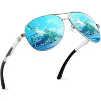 LuxusKollektion Pilotenbrille Pilotenbrille Herren Damen Silber Rahmen Blau Verspiegelte Linsen