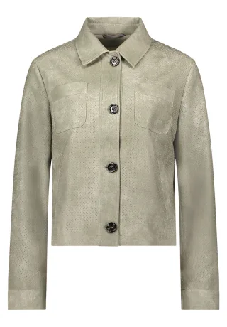 AMBER & JUNE - Kunstleder-Jacke khaki - Gr. - 36