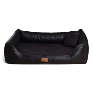 Tierlando ® MADDOX VIP Orthopädisches Hundebett VISCO Velours Kunstleder S - XXL schwarz 1 m, 25 cm, 75 cm
