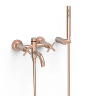Tres Aufputz 2 Griffmischer für Wanne und Dusche Anti Kalk Messing Handbrause , 28317601OPM 28317601OPM