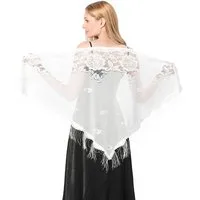 Zaewry Modeschal Stola für Abendkleid,Damen Spitzen-Stola,Dünner Schal Damen, Durchbrochene Sommer Schal Damen,für Hochzeiten, Abendpartys